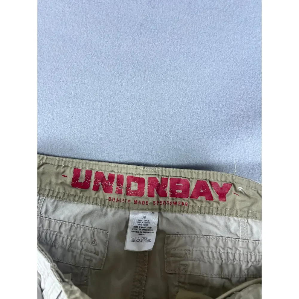 Unionbay Cargo Shorts Mens 30 Tan Flat Front Relaxed Utility Hiking Skate Sports